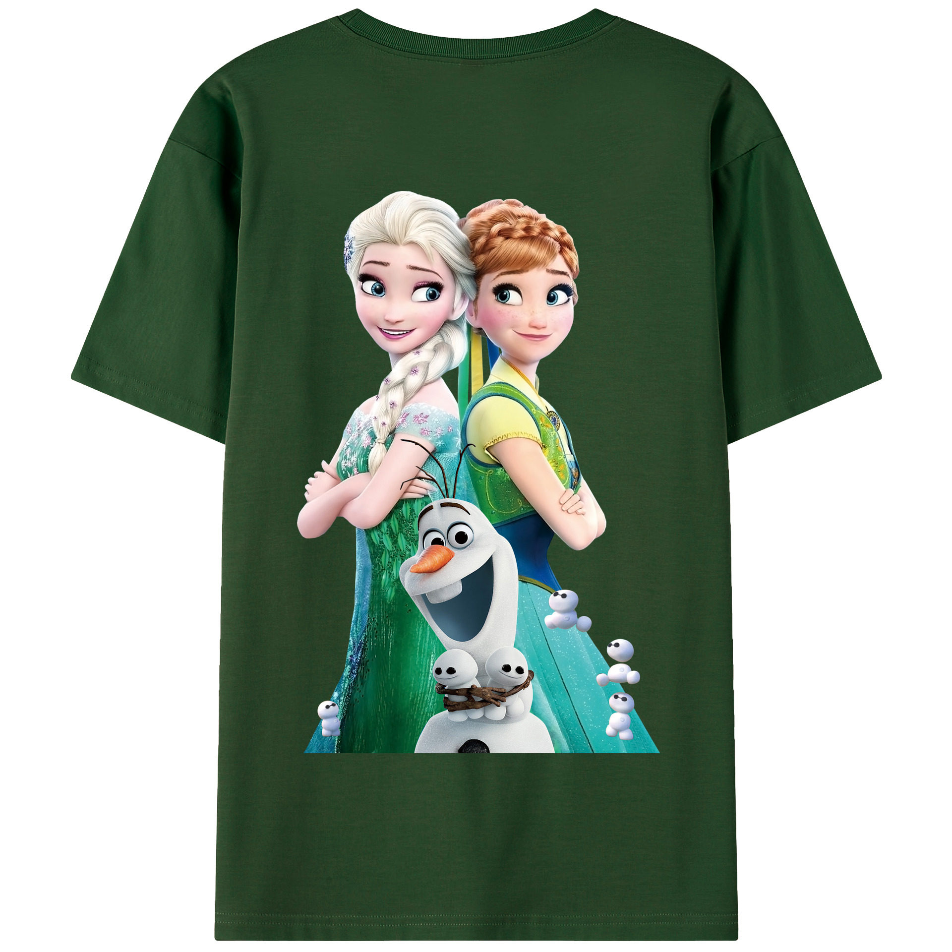 （画像用） アナと雪の女王 アンナ エルサ Frozen Anna Elsa 綿100％半袖Tシャツ（背面プリント）